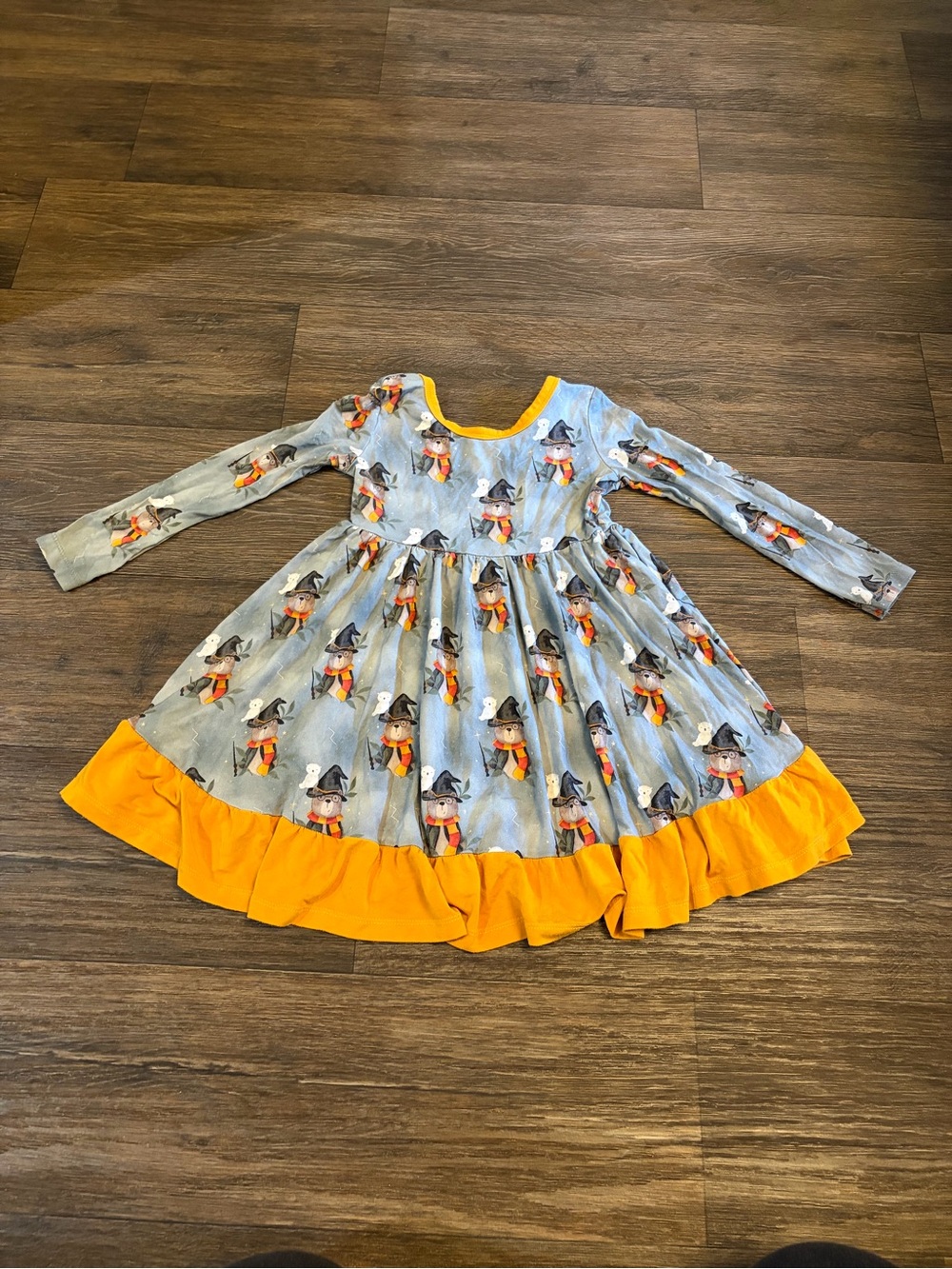 Tiny Threads Girls Harry Potter Bear Long Sleeve Swirl Bamboo Dress Size 3T
